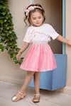Buy_Petite Pomme_White Cotton, Polyester, Net Sequins Pink Gingham Skirt And Love Print Top Set _Online_at_Aza_Fashions