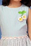 Petite Pomme_Green Cotton Fabric Flowers Striped Designer Dress _Online_at_Aza_Fashions