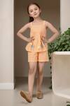 Buy_Samyukta Singhania_Orange Cotton Embroidery Top And Shorts Set _at_Aza_Fashions