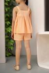 Shop_Samyukta Singhania_Orange Cotton Embroidery Top And Shorts Set _at_Aza_Fashions