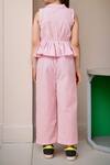 Shop_Petite Pomme_Pink Cotton Ruffles Top And Pant Set_at_Aza_Fashions