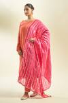 Samyukta Singhania Pink Silk Blend Dupatta With Gold Stripes at Aza Fashions Samyukta Singhania_Pink Silk Blend Dupatta With Gold Stripes_at_Aza_Fashions