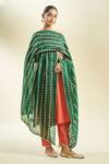 Samyukta Singhania_Bottle Green Silk Blend Dupatta_Online_at_Aza_Fashions