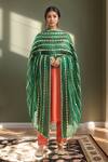 Buy_Samyukta Singhania_Bottle Green Silk Blend Dupatta_at_Aza_Fashions