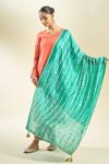 Shop_Samyukta Singhania_Turquoise Blue Silk Blend Dupatta_Online_at_Aza_Fashions
