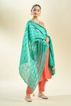 Samyukta Singhania_Turquoise Blue Silk Blend Dupatta_at_Aza_Fashions