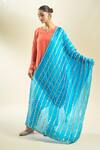 Shop_Samyukta Singhania_Aqua Blue Silk Blend Dupatta_at_Aza_Fashions