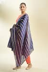 Samyukta Singhania_Navy Blue Silk Blend Dupatta_Online_at_Aza_Fashions