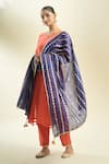 Shop_Samyukta Singhania_Navy Blue Silk Blend Dupatta_Online_at_Aza_Fashions