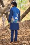 Shop_Nirmooha_Blue Floral Indigo Bundi Kurta Set _at_Aza_Fashions