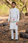 Buy_Nirmooha_White Floral Printed Bundi Kurta Set _at_Aza_Fashions