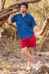 Nirmooha_Blue Frontier Embroidered Denim Casual Shirt _Online_at_Aza_Fashions