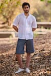 Buy_Nirmooha_Blue Serene Striped Denim Shorts _at_Aza_Fashions