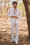 Buy_Nirmooha_White Ivory Command Boot Cut Pants _at_Aza_Fashions