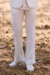 Nirmooha_White Ivory Command Boot Cut Pants _Online_at_Aza_Fashions