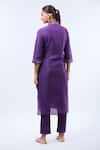 Shop_Samyukta Singhania_Purple Gabardine Embroidery Split V-neck Kurta Set _at_Aza_Fashions