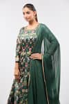Shop_Samyukta Singhania_Green Floral Print Anarkali Kurta Set _Online_at_Aza_Fashions