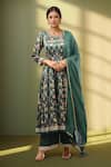 Buy_Samyukta Singhania_Green Floral Print Anarkali Kurta Set _at_Aza_Fashions