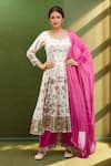 Buy_Samyukta Singhania_White Floral Printed Anarkali Kurta Set _at_Aza_Fashions