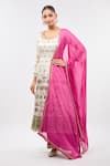Samyukta Singhania_White Floral Printed Anarkali Kurta Set _at_Aza_Fashions