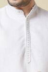 Arihant Rai Sinha_White Linen Embroidery Pure Long Kurta _Online_at_Aza_Fashions