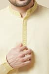 Shop_Arihant Rai Sinha_Yellow Linen Embroidery Pure Long Kurta _Online_at_Aza_Fashions