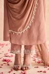 Buy_Seema Thukral_Peach Embellished Straight Kurta Set With Draped Dupatta _Online_at_Aza_Fashions