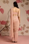 Seema Thukral_Pink Embellished Cape Jacket And Pre-draped Saree Set _Online_at_Aza_Fashions