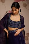Buy_Seema Thukral_Blue Embellished Georgette Blouse And Cape Lehenga Set _Online_at_Aza_Fashions