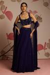 Shop_Seema Thukral_Blue Embellished Georgette Blouse And Cape Lehenga Set _Online_at_Aza_Fashions