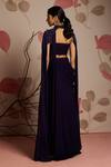 Shop_Seema Thukral_Blue Embellished Blouse And Concept Saree Set _at_Aza_Fashions