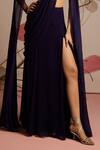 Seema Thukral_Blue Embellished Blouse And Concept Saree Set _Online_at_Aza_Fashions