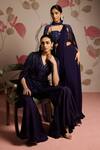 Shop_Seema Thukral_Blue Embellished Blouse And Concept Saree Set _Online_at_Aza_Fashions