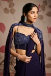 Seema Thukral_Blue Embellished Blouse And Concept Saree Set _at_Aza_Fashions