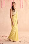 Buy_Seema Thukral_Yellow Embellished Blouse And Pre-draped Saree _Online_at_Aza_Fashions