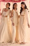 Seema Thukral_Ivory Embellished Blouse And Draped Skirt Set _at_Aza_Fashions