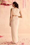 Shop_Seema Thukral_Ivory Embellished Blouse And Draped Skirt Set _at_Aza_Fashions