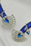 Kavipushp_Blue Stones, Rhinestones Royal Sapphire Bliss Necklace Set _Online_at_Aza_Fashions