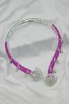 kavipushp_Pink Rhinestones, Stones Royal Sapphire Necklace Set _Online_at_Aza_Fashions