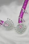 Buy_kavipushp_Pink Rhinestones, Stones Royal Sapphire Necklace Set _Online_at_Aza_Fashions