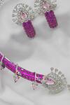 Buy_kavipushp_Pink Rhinestones, Stones Royal Sapphire Necklace Set 