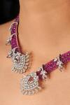 Shop_kavipushp_Pink Rhinestones, Stones Royal Sapphire Necklace Set 