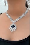 kavipushp_Flower Alloy Brass Blue Jewellery Set _Online_at_Aza_Fashions