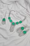 Shop_kavipushp_Green Stone Beaded Necklace Jewellery Set _at_Aza_Fashions