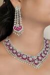Buy_kavipushp_Eternal Flower Necklace Bling Set _at_Aza_Fashions