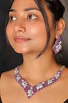 Buy_kavipushp_Mozambique Pink Stone And Diamonds Necklace Jewellery Set _at_Aza_Fashions