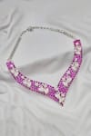 Buy_kavipushp_Mozambique Pink Stone And Diamonds Necklace Jewellery Set _Online_at_Aza_Fashions