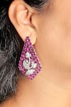 Shop_kavipushp_Mozambique Pink Stone And Diamonds Necklace Jewellery Set 