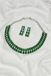 kavipushp_Elegant Green Fancy 2-layer Studded Necklace Jewellery Set _Online_at_Aza_Fashions