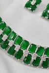 Shop_kavipushp_Elegant Green Fancy 2-layer Studded Necklace Jewellery Set _Online_at_Aza_Fashions